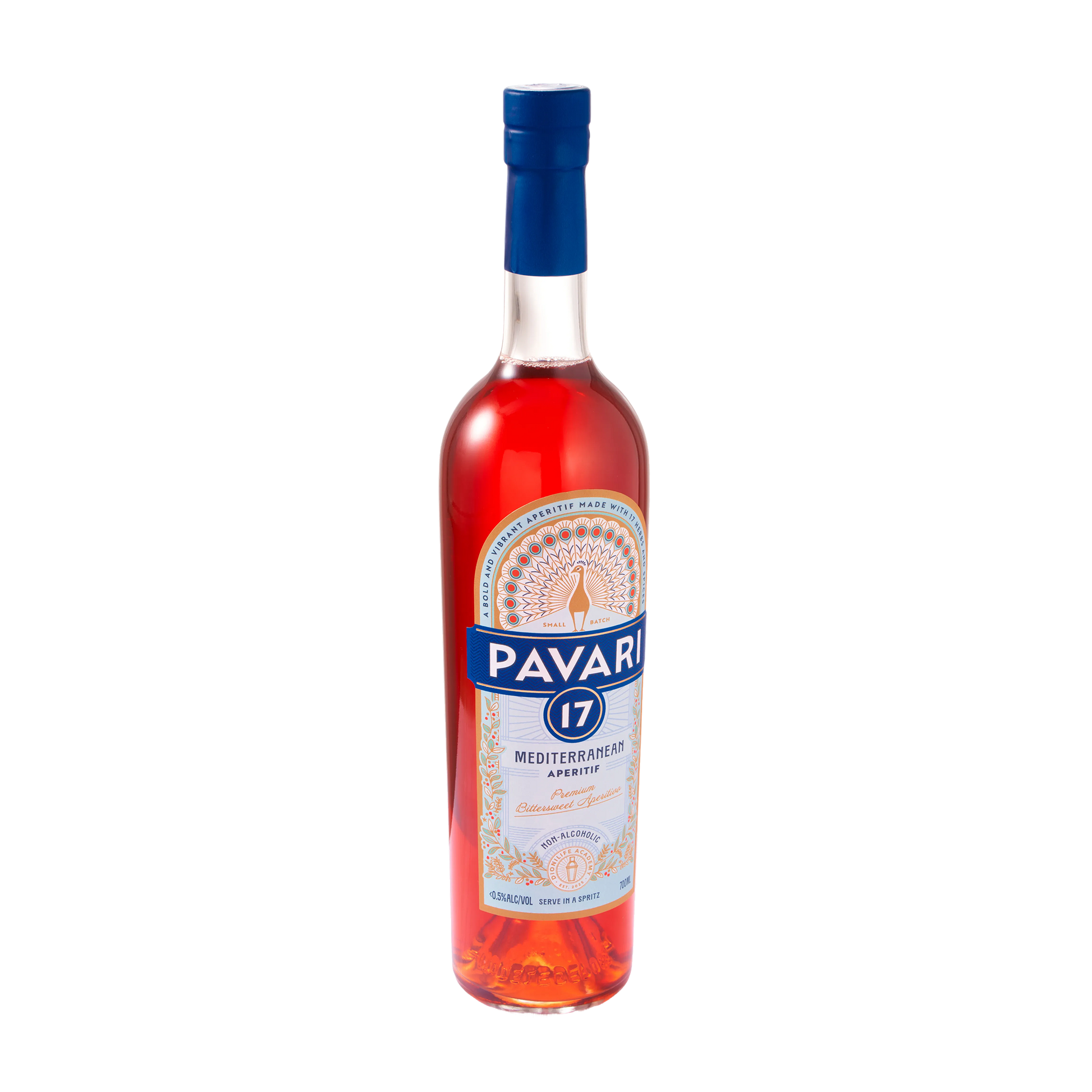 Bottle of Pavarotti aperitivo on a white background