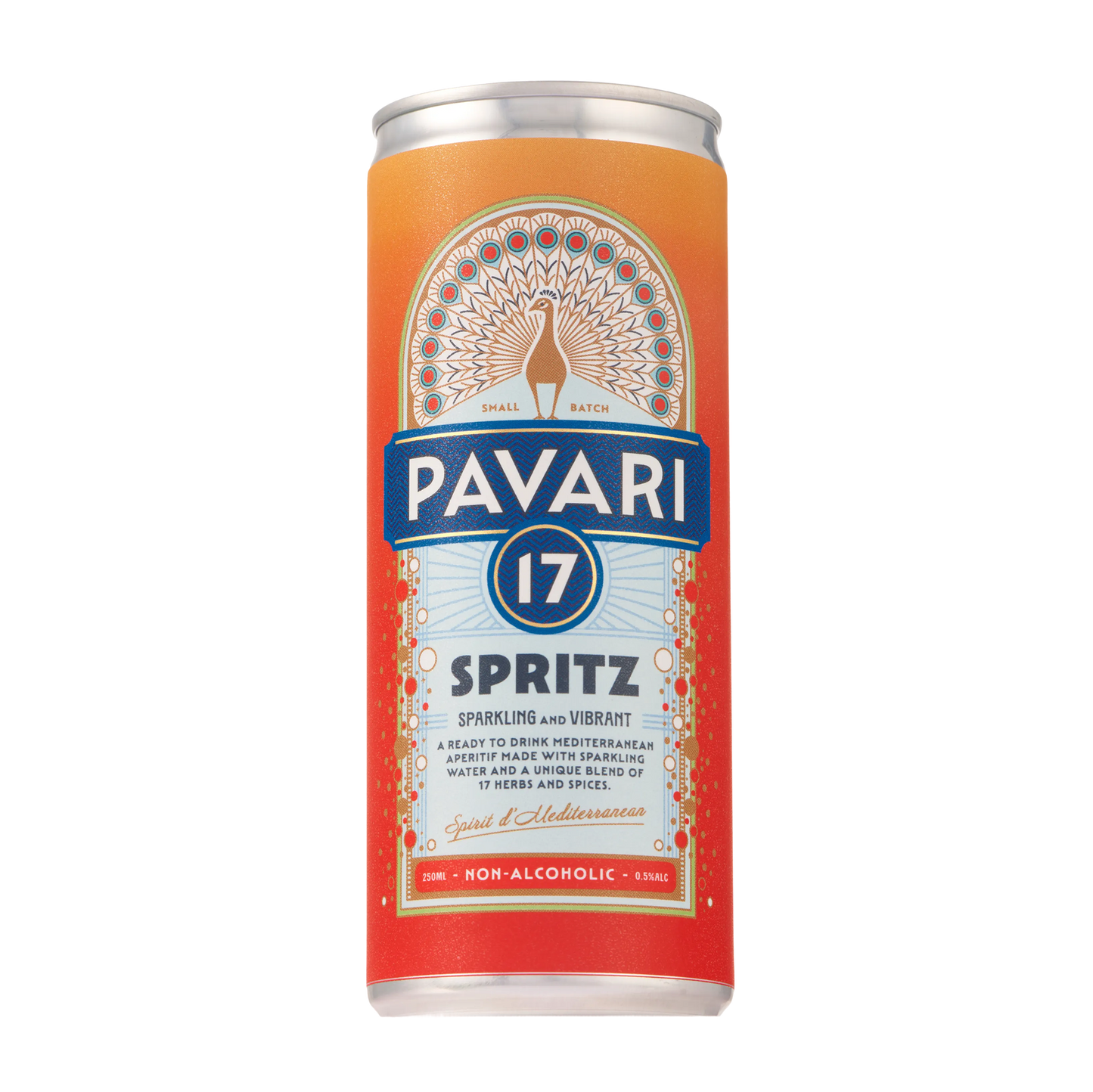 Pavari 17 Spritz - Alcohol-Free Mediterranean Spritz - 250ml can - 12 Pack
