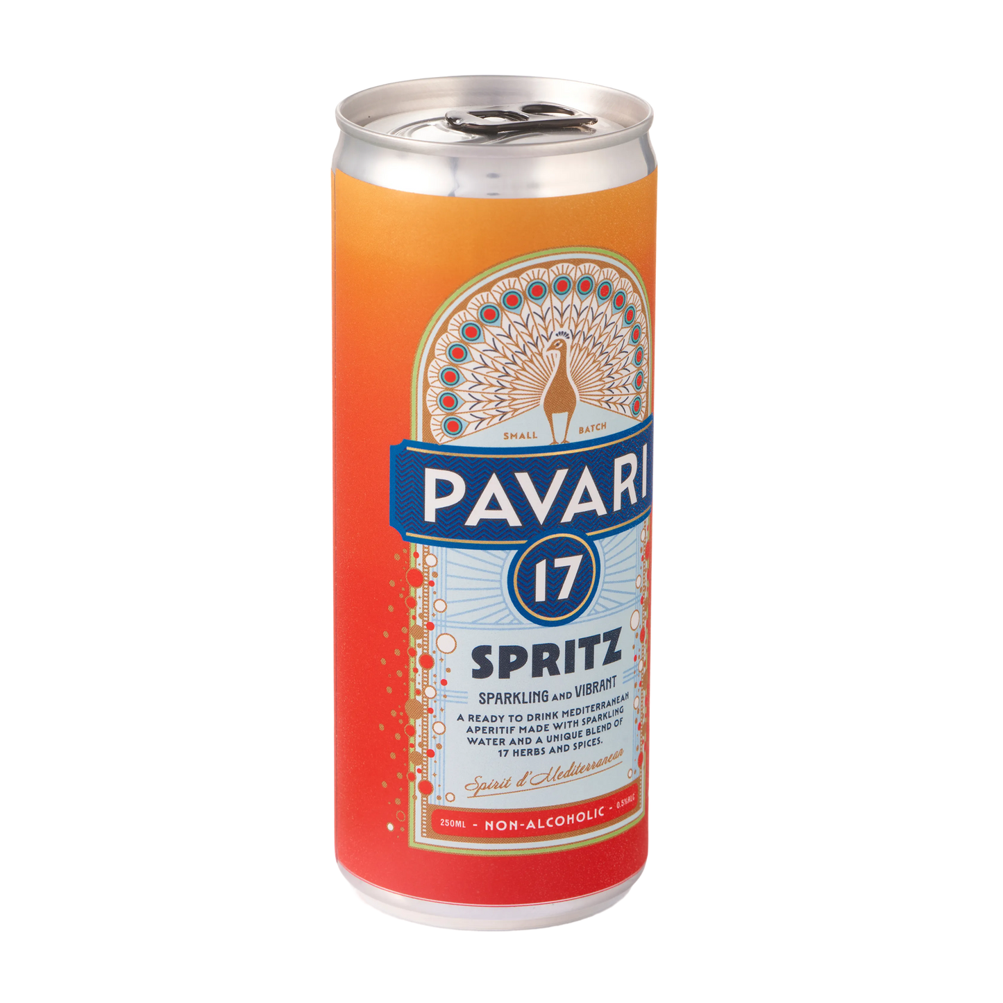 Pavari 17 Spritz - Alcohol-Free Mediterranean Spritz - 250ml can - 12 Pack