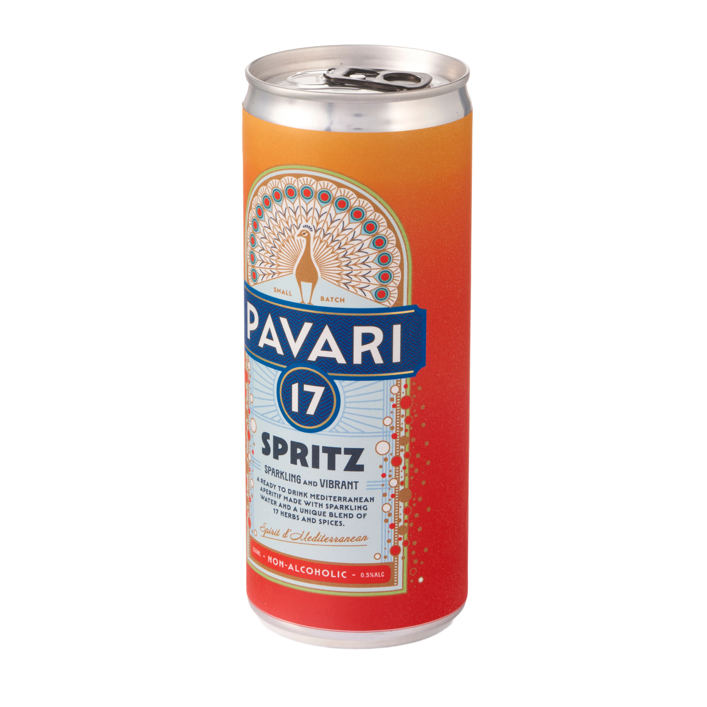 Pavari 17 Spritz - Alcohol-Free Mediterranean Spritz - 250ml can - 12 Pack